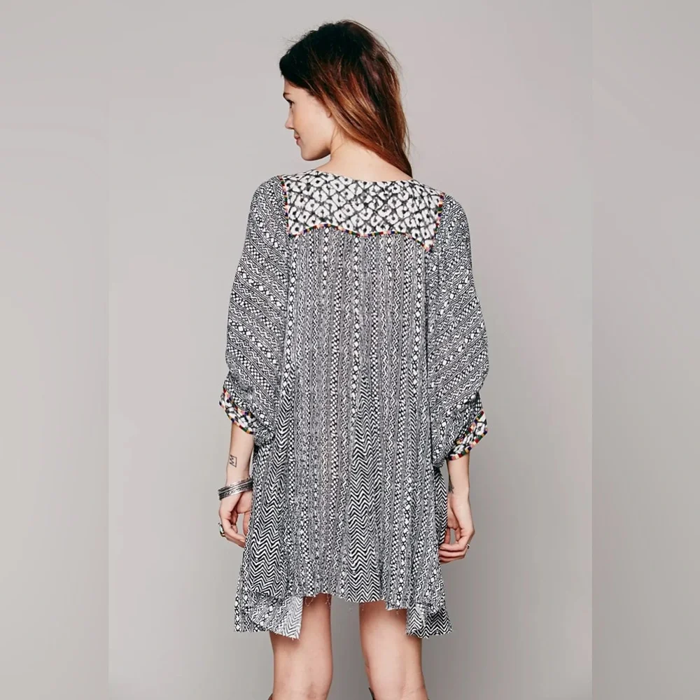 Free People FP ONE Mixed‎ Print Boho Tunic Mini Swing Dress XS